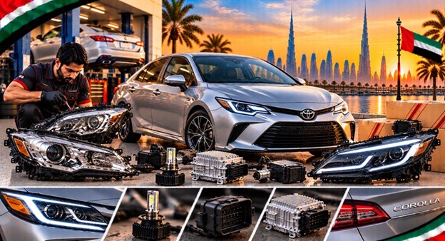 Toyota Corolla headlight assembly with lens and housing