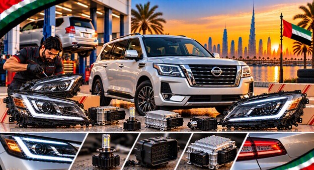 Left and right replacement headlights for Nissan Patrol