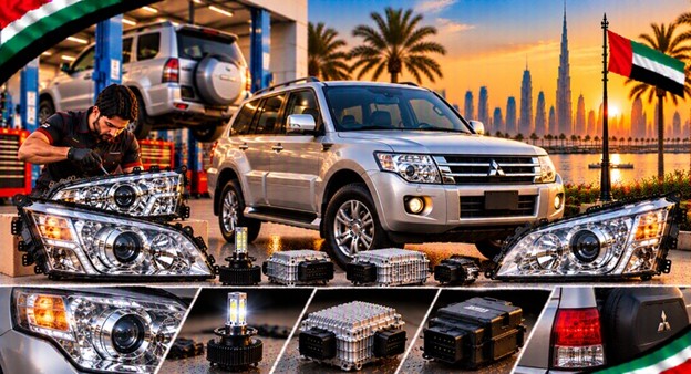 Mitsubishi Pajero headlight assembly with lens and housing