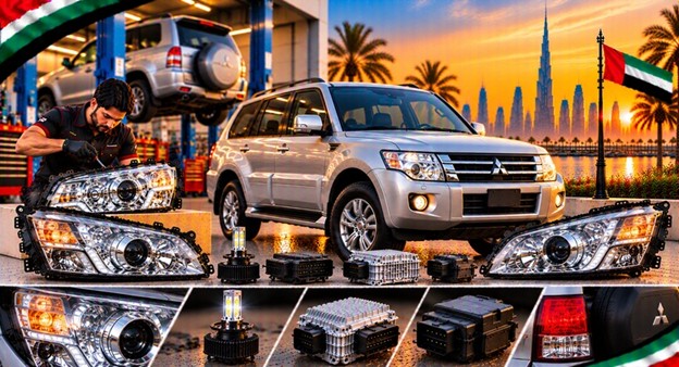 Left and right replacement headlights for Mitsubishi Pajero