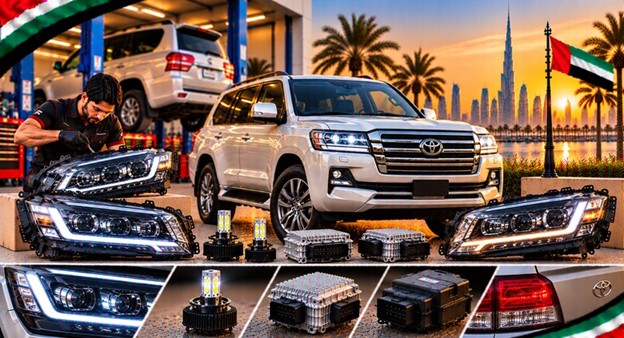 Toyota Land Cruiser headlight assembly with lens and housing