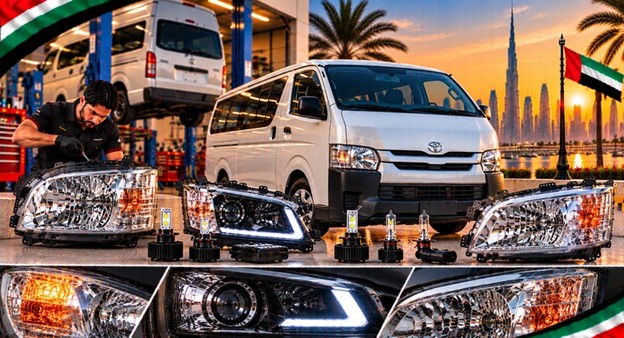 Left and right replacement headlights for Toyota Hiace