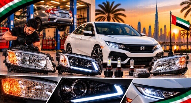 Left and right replacement headlights for Honda Civic