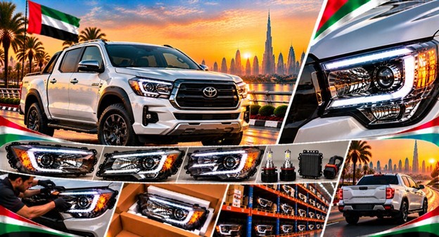 Left and right replacement headlights for Toyota Hilux