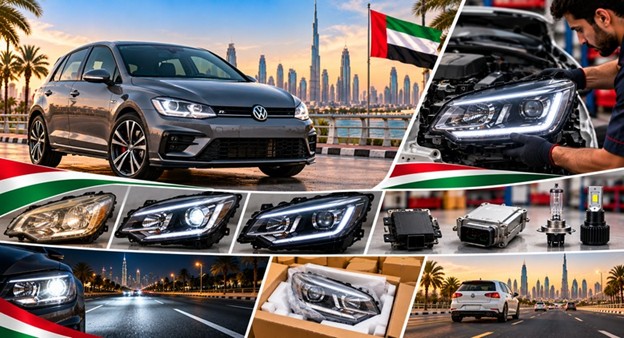 Left and right replacement headlights for Volkswagen Golf