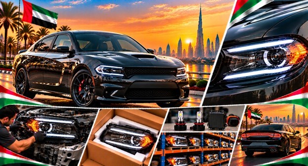 Left and right replacement headlights for Dodge Charger