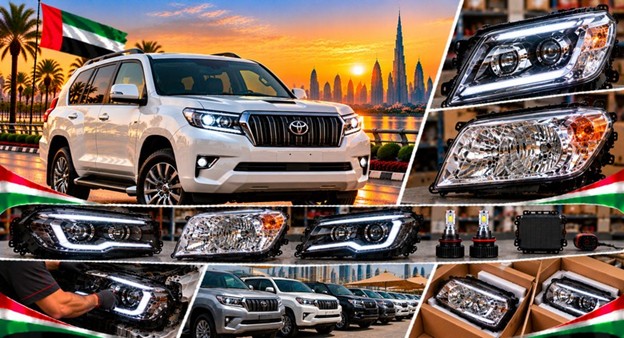 Left and right replacement headlights for Toyota Prado