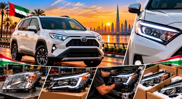 Toyota RAV4 headlight assembly with lens and housing