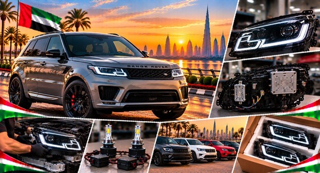 Left and right replacement headlights for Range Rover Sport