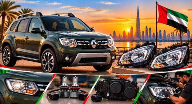Left and right replacement headlights for Renault Duster
