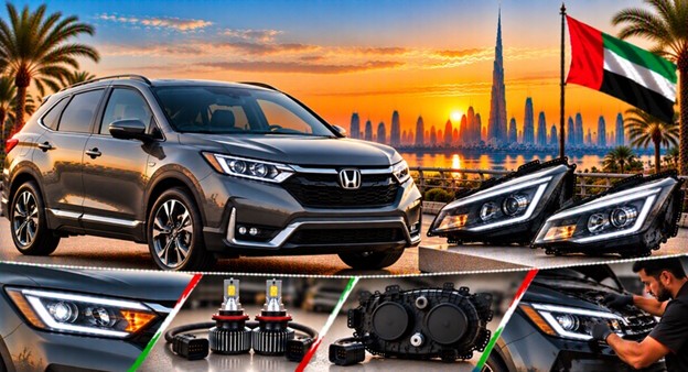 Honda CR-V headlight assembly with lens and housing