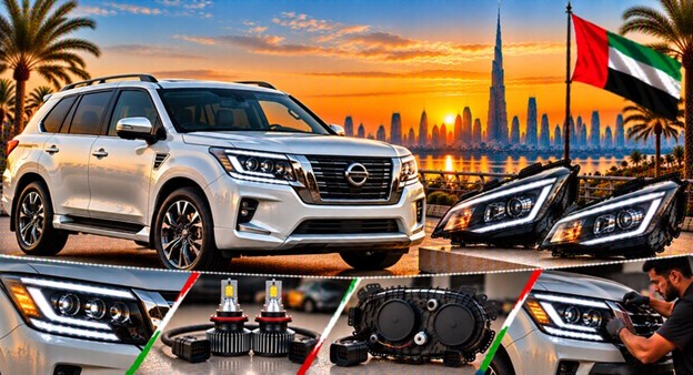 Left and right replacement headlights for Nissan Patrol
