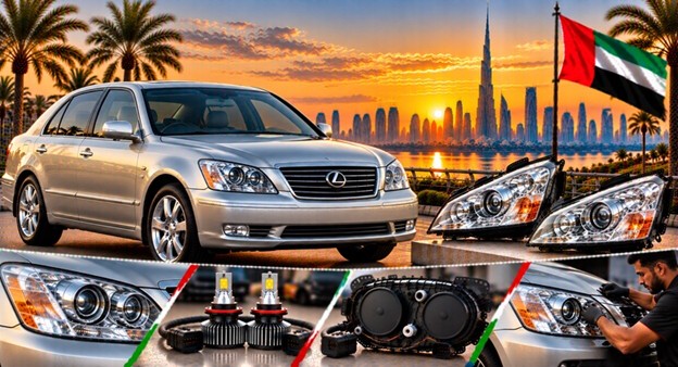 Left and right replacement headlights for Lexus LS430