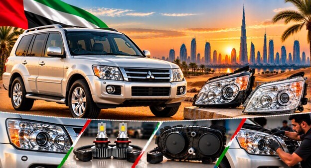 Mitsubishi Pajero headlight assembly with lens and housing
