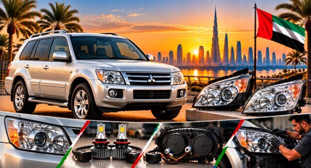 Left and right replacement headlights for Mitsubishi Pajero
