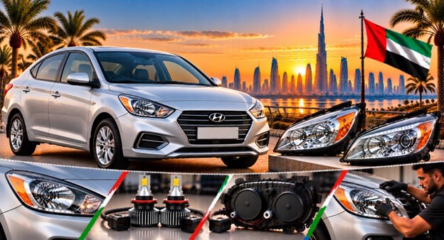 Left and right replacement headlights for Hyundai Accent