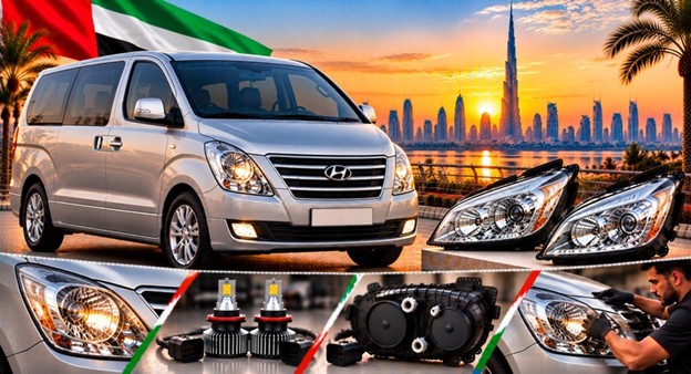Hyundai H-1 headlight assembly with lens and housing