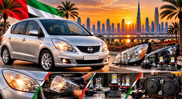Left and right replacement headlights for Nissan Tiida
