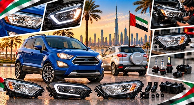 Ford EcoSport headlight assembly with lens and housing