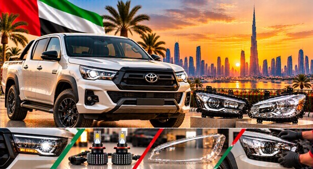 Toyota Hilux headlight assembly with lens and housing