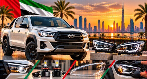 Left and right replacement headlights for Toyota Hilux