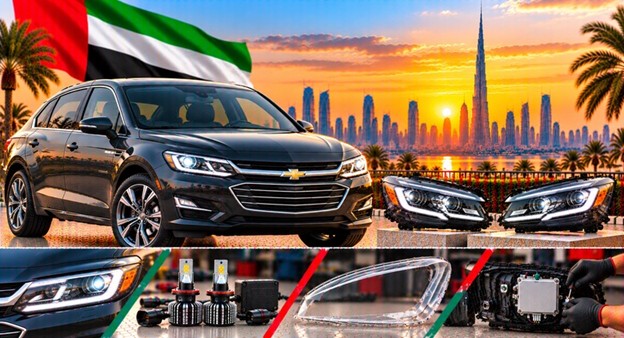 Chevrolet Malibu headlight assembly with lens and housing