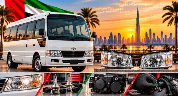 Toyota Coaster headlight assembly with lens and housing