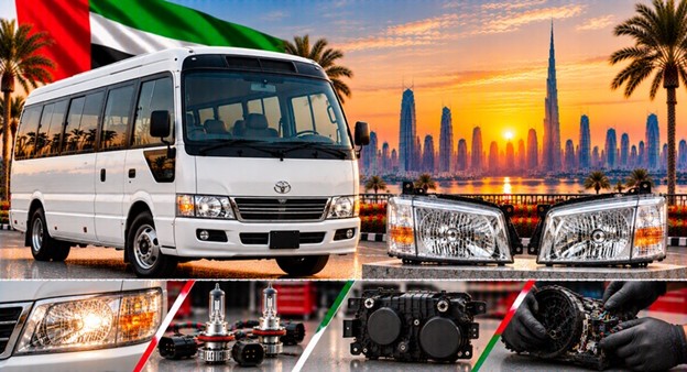 Left and right replacement headlights for Toyota Coaster
