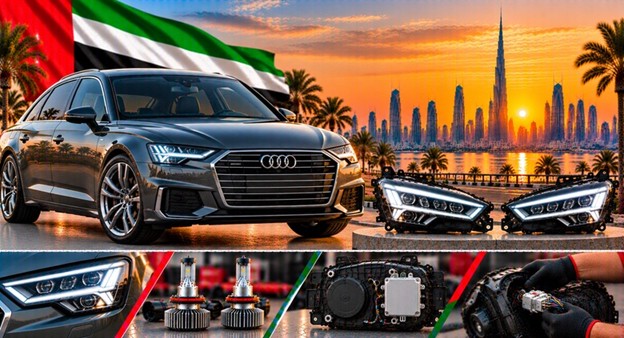 Left and right replacement headlights for Audi A6