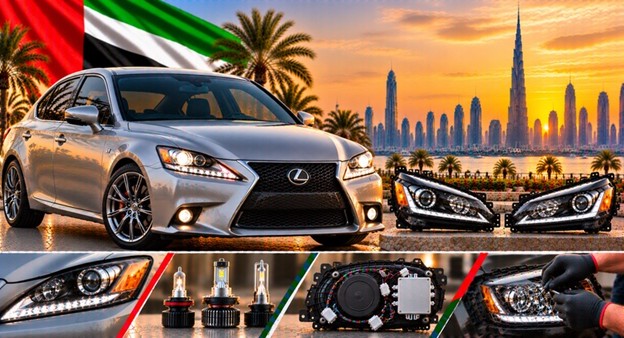 Lexus IS250 headlight assembly with lens and housing