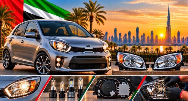 Kia Picanto/Morning headlight assembly with lens and housing
