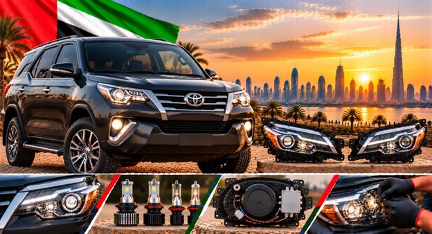 Toyota Fortuner headlight assembly with lens and housing