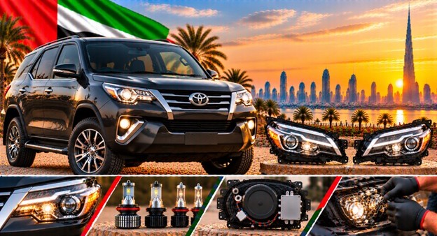 Left and right replacement headlights for Toyota Fortuner