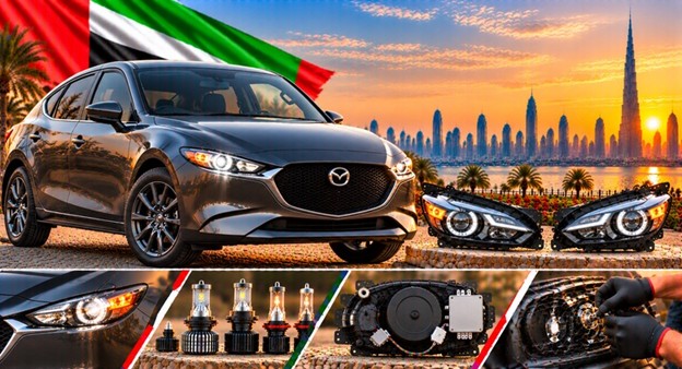 Mazda 3 headlight assembly with lens and housing