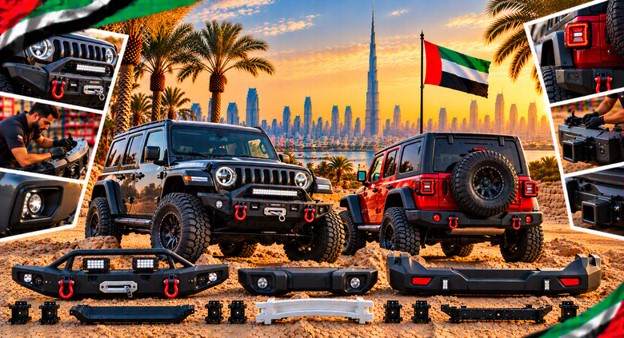 Replacement front bumper for Jeep Wrangler in the UAE