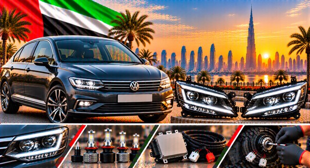 Left and right replacement headlights for Volkswagen Passat