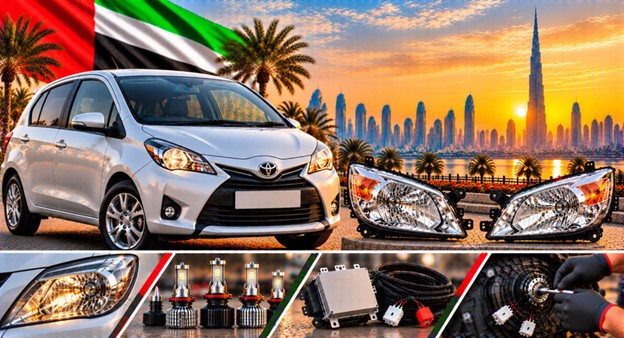 Left and right replacement headlights for Toyota Yaris/Vitz