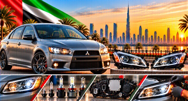 Left and right replacement headlights for Mitsubishi Lancer