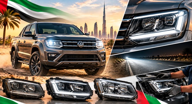Volkswagen Amarok headlight assembly with lens and housing