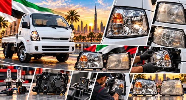 Kia Bongo headlight assembly with lens and housing
