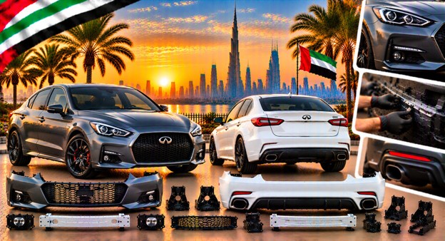 Infiniti Q50 rear bumper for vehicle repair and replacement